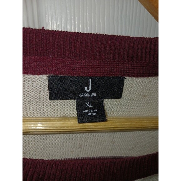 J Jason Wu Top Knit Women's XL Multi Striped Sweater Pink White Maroon **flaw** - Picture 3 of 12